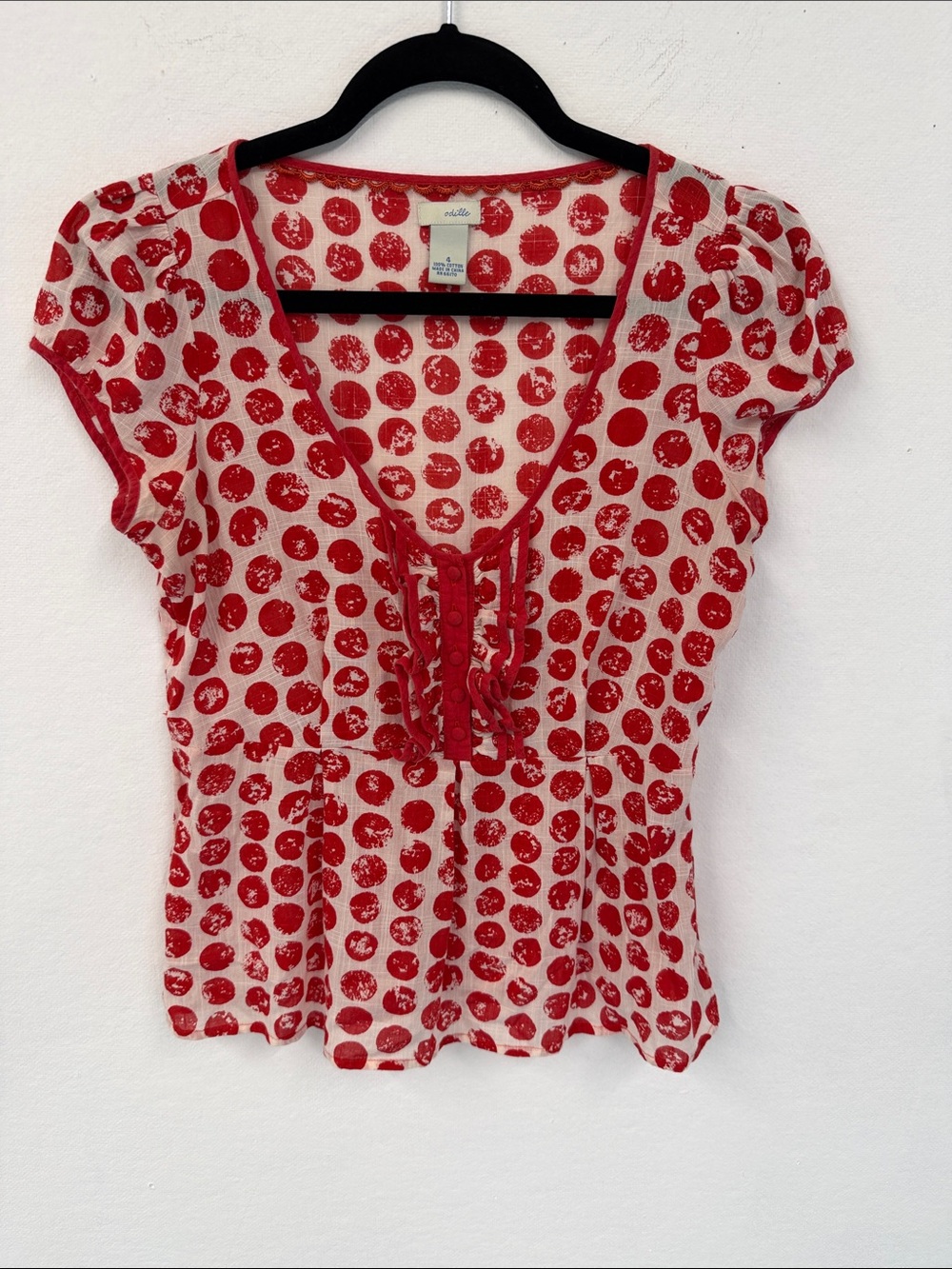 Odille Polka Dot Ruffle Blouse